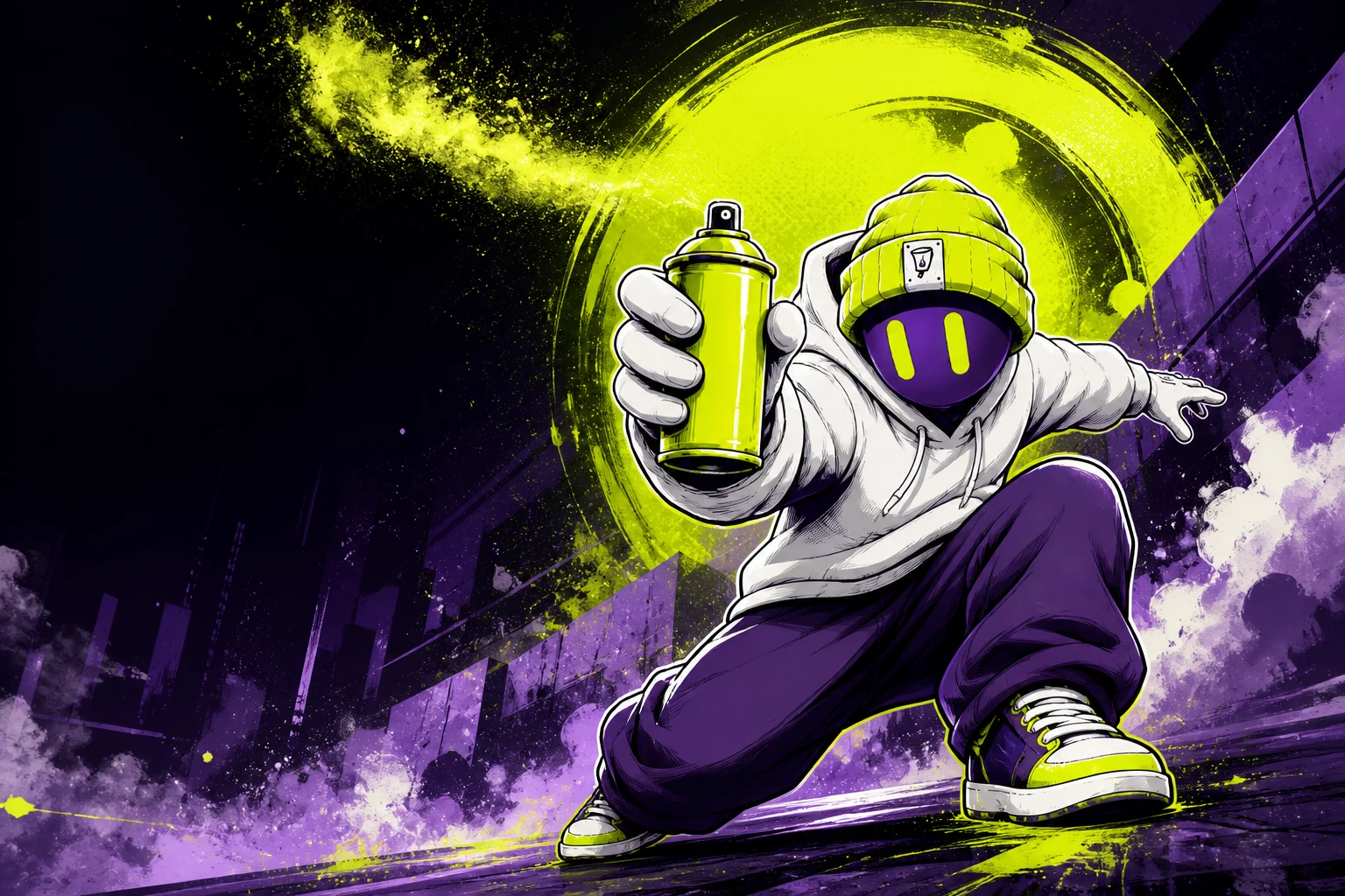 Colorstation maskotu dinamik graffiti sahnesinde